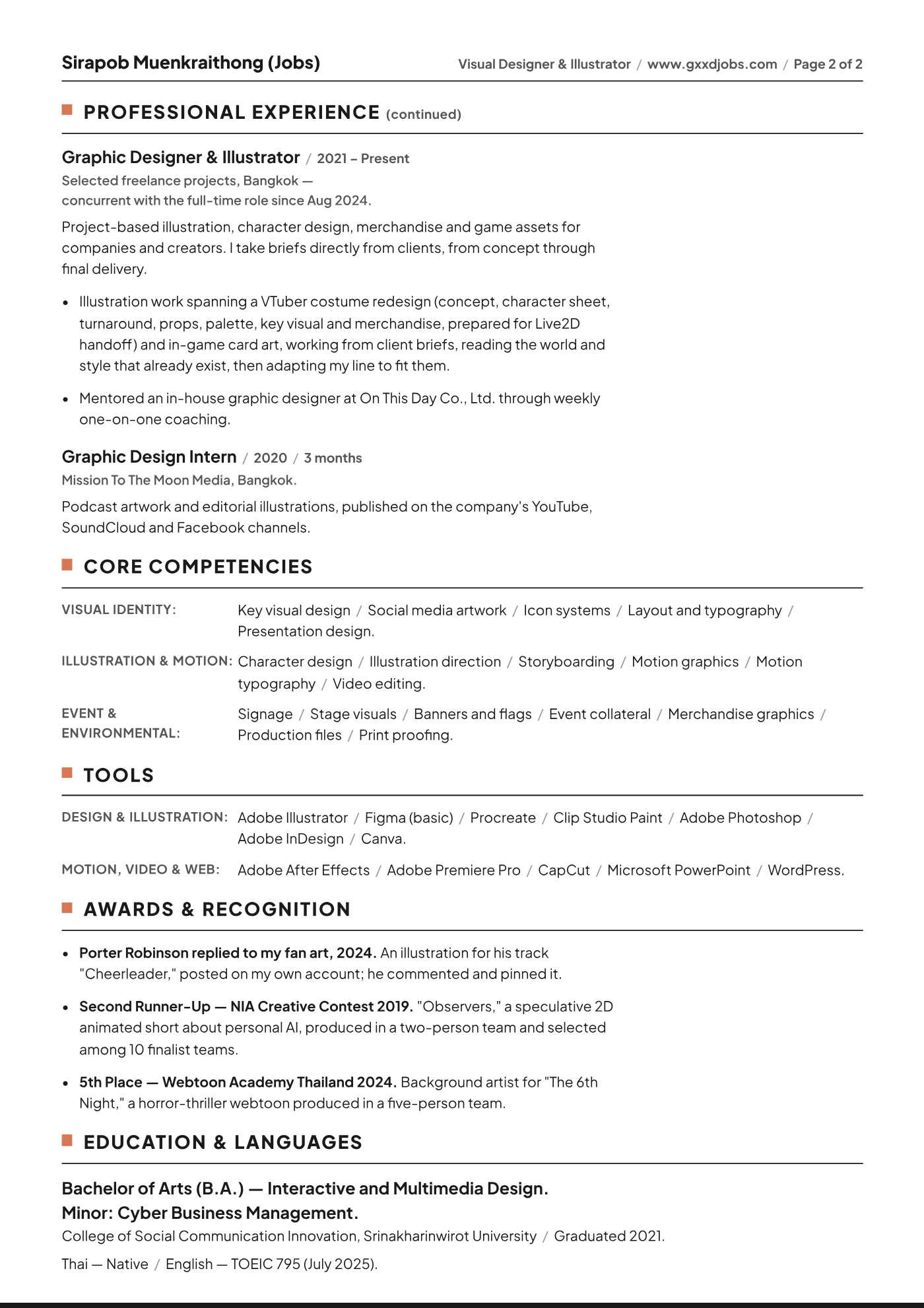 Sirapob Muenkraithong CV — page 2
